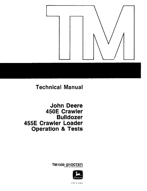 John Deere 450E & 455E Operation & Test Manual TM1330