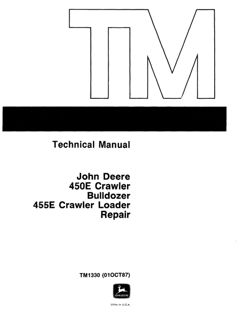 John Deere 450E & 455E Repair Technical Manual TM1330