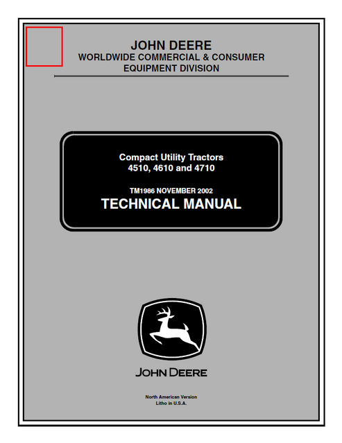 John Deere 4510 4610 4710 Tractor Technical Manual TM1986 PDF