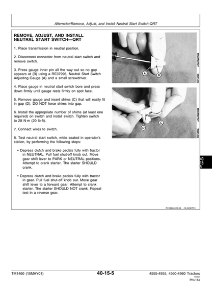 John Deere 4560 4760 4960 Tractor Repair Manual TM1460
