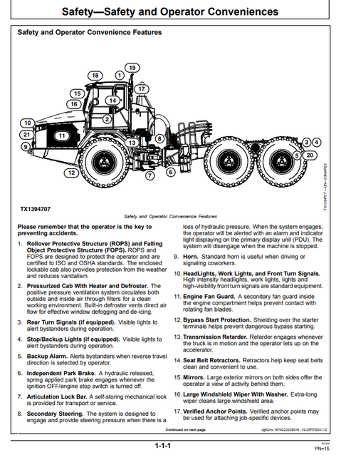 John Deere 460E-II 460P Articulated Dump Truck Manual OMT494057X019