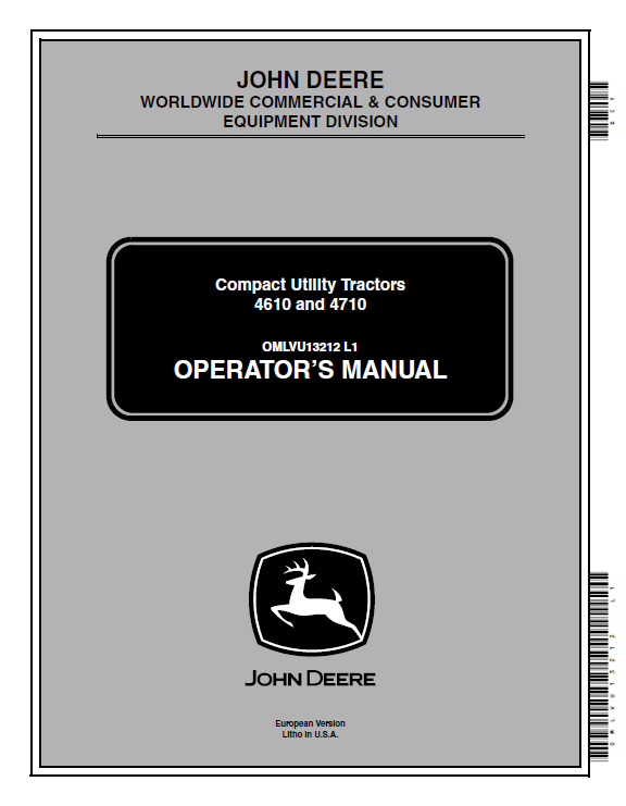 John Deere 4610 and 4710 Compact Utility Tractors Operator Manual OMLVU13212 PDF