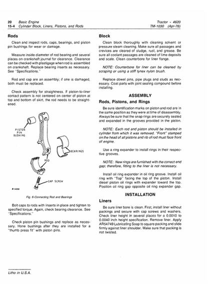 John Deere 4620 Tractor Repair & Maintenance Manual