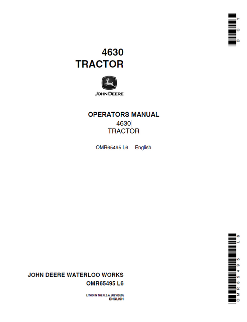 John Deere 4630 Tractor Operator Manual OMR65495
