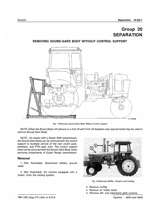 John Deere 4640 4840 Tractor Service & Repair Manual