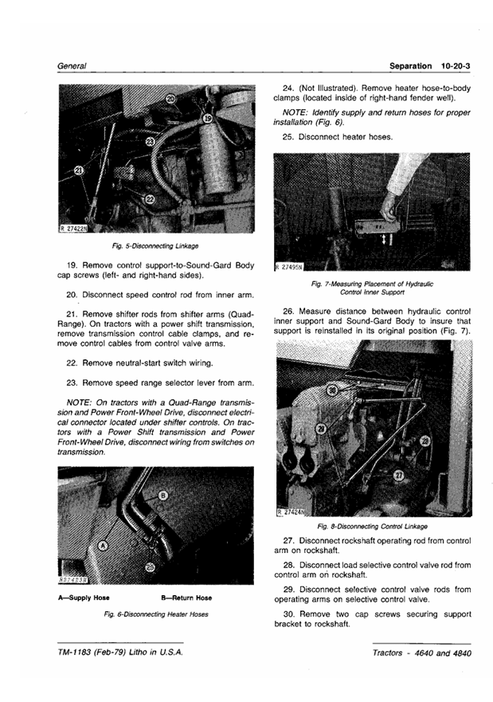John Deere 4640 & 4840 Tractor Workshop Technical Manual PDF