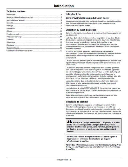 John Deere 47-Inch Quick-Hitch Snowblower Manual OMM147118 PDF