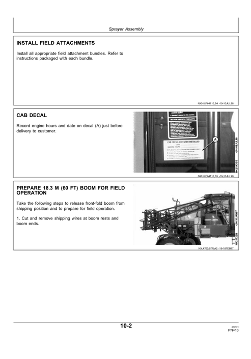 John Deere 4700 Self Propelled Sprayer Pre-Delivery Manual PDF