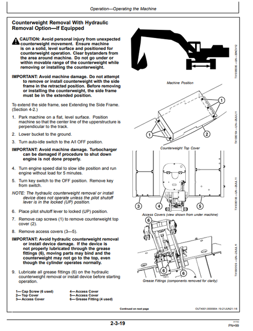 John Deere 470GLC Excavator Manual OMT293261
