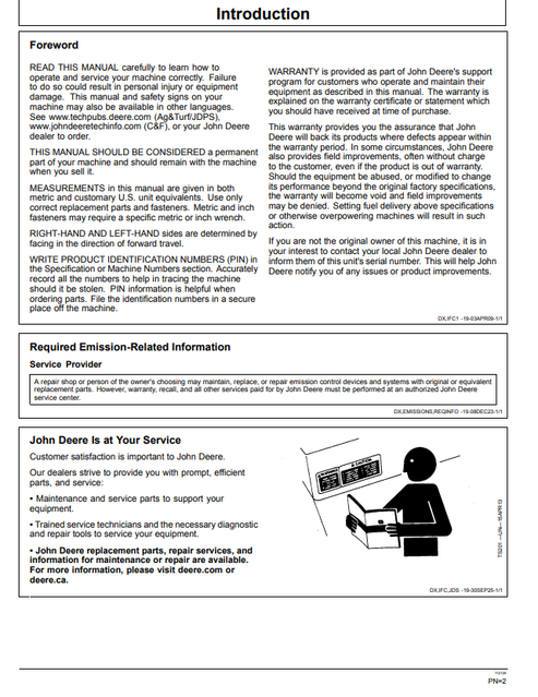 John Deere 470 P Excavator Operation Manual PDF OMT471214X019