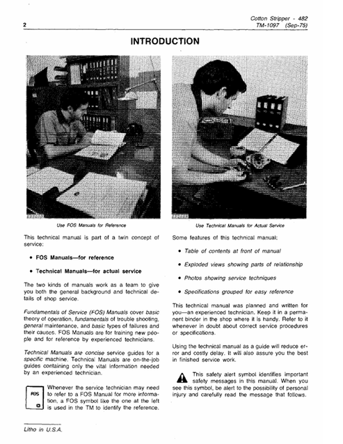 John Deere 482 Cotton Stripper Service & Repair Manual TM1097