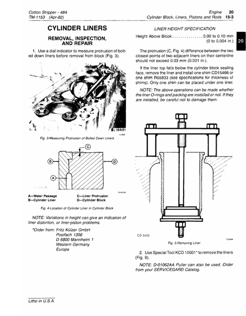 John Deere 484 Cotton Stripper Diagnostic & Repair Manual TM1153