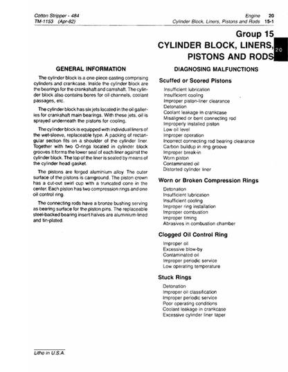 John Deere 484 Cotton Stripper Service & Repair Manual TM1153