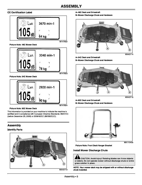 John Deere 48C 54C 62C Mower Deck Service & Maintenance Manual