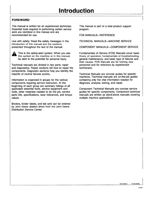 John Deere 490 Excavator Service, Repair & Test Manual TM1302