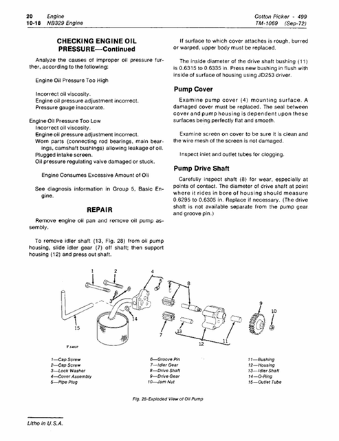 John Deere 499 Cotton Picker Service & Repair Manual TM1069