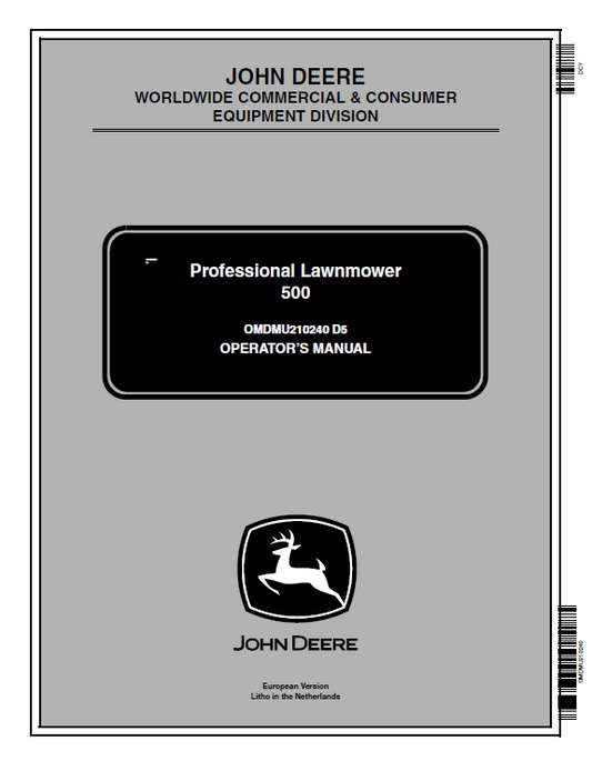 John Deere 500 Professional Lawnmower Operator Manual OMDMU210240 PDF