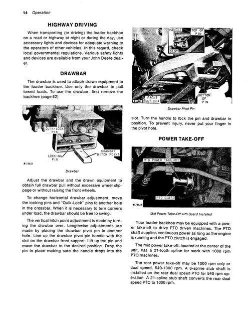 John Deere 500 Series A Loader Backhoe Technical Operator Manual