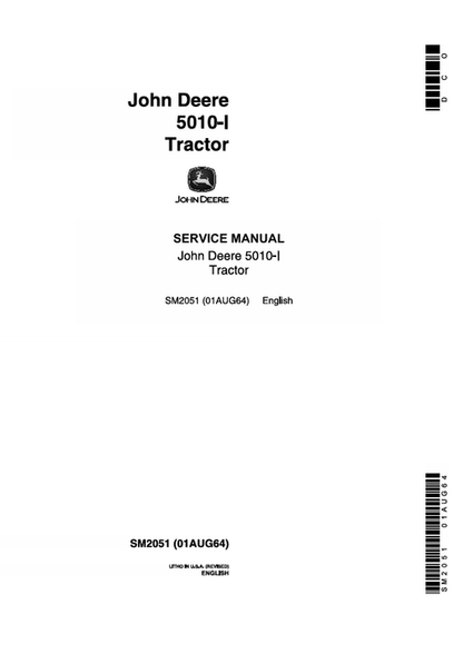 John Deere 5010-I Tractor Service Repair Manual SM2051