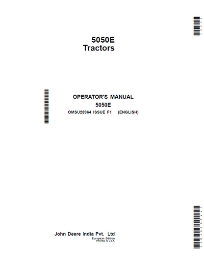 John Deere 5050E Tractor Operator Manual OMSU28964 PDF