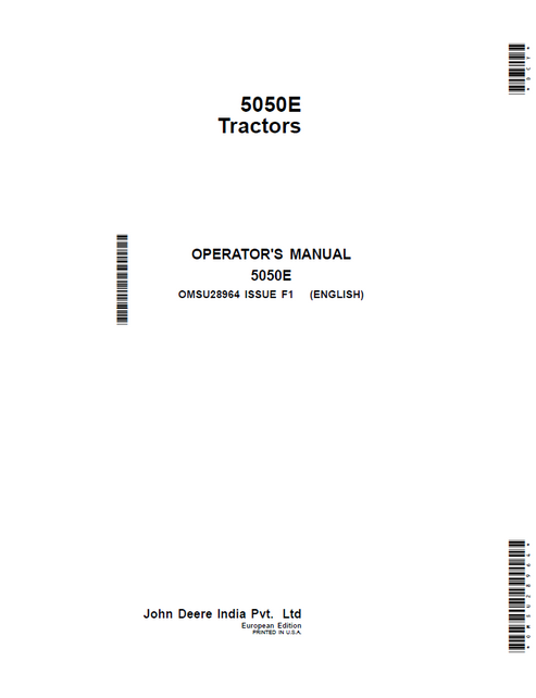 John Deere 5050E Tractor Operator Manual OMSU28964 PDF