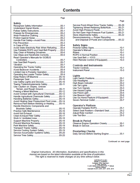John Deere 5050E Tractor Service & Operating Manual OMSU28964