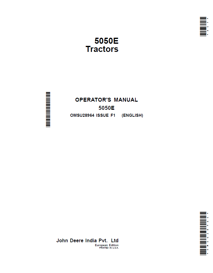 John Deere 5050E Tractors Operator Manual OMSU28964 PDF
