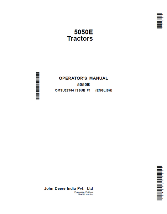 John Deere 5050E Tractors Operator Manual OMSU28964 PDF