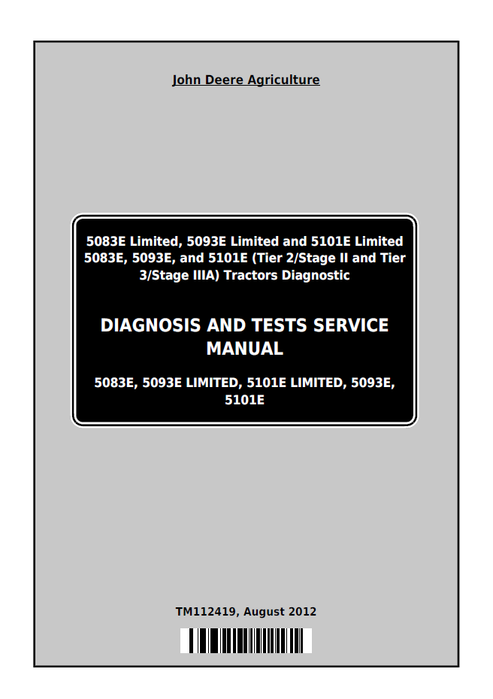 John Deere 5083E 5093E 5101E Diagnostic & Test Manual TM112419