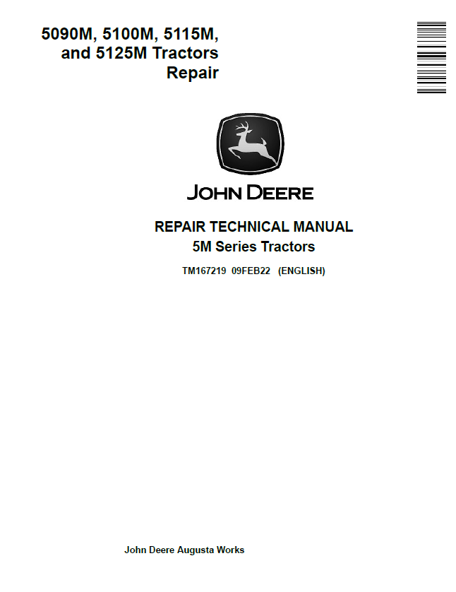 John Deere 5090M, 5100M, 5115M, and 5125M Tractor Repair Technical Manual TM167219 PDF