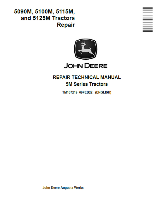 John Deere 5090M, 5100M, 5115M, and 5125M Tractor Repair Technical Manual TM167219 PDF