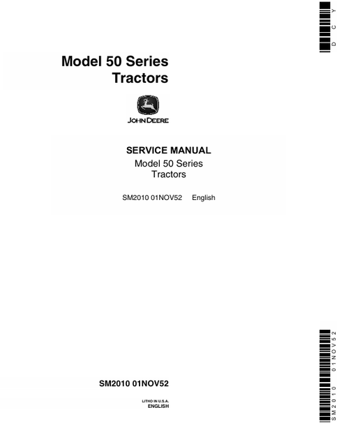 John Deere 50 Series Tractor Service Manual SM2010