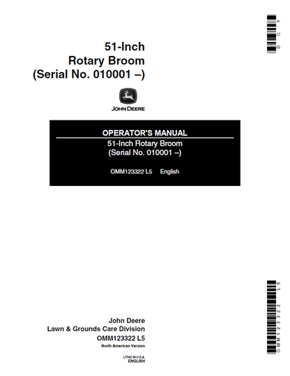 John Deere 51-Inch Rotary Broom Operator Manual OMM123322