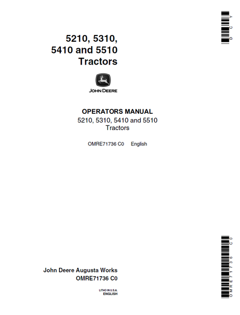 John Deere 5210 5310 5410 & 5510 Tractor Operator Manual