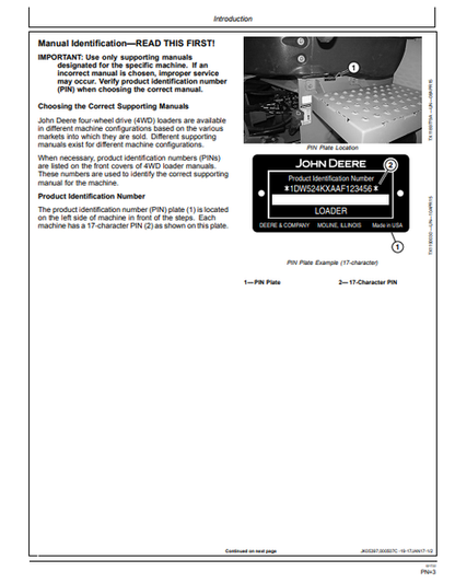 John Deere 524K-II 4WD Loader Operation & Maintenance Manual OMT387133X19