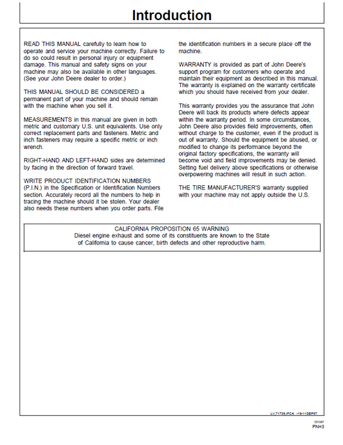 John Deere 5310N 5510N Narrow Tractor Operation Manual PDF