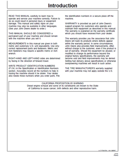 John Deere 5310N 5510N Narrow Tractor Operation Manual PDF