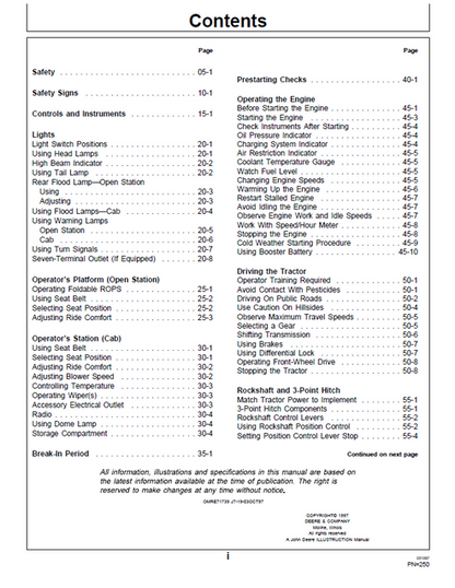 John Deere 5310N And 5510N Narrow Tractor Owner Manual