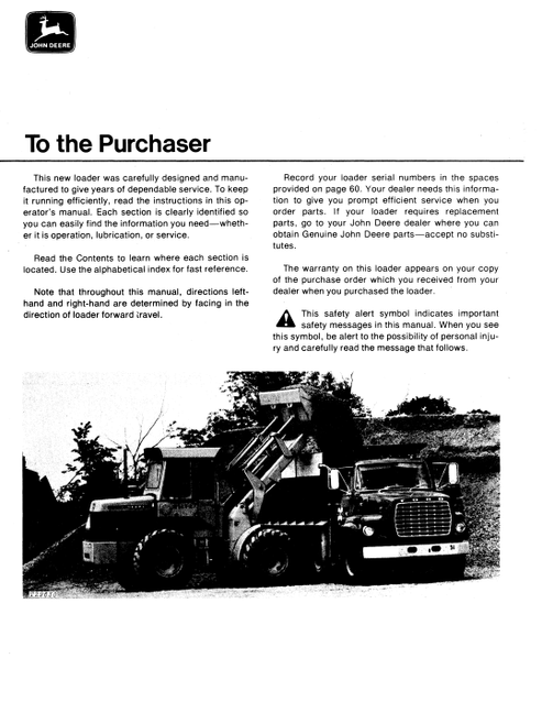 John Deere 544-A Loader Operating Manual OMT41430