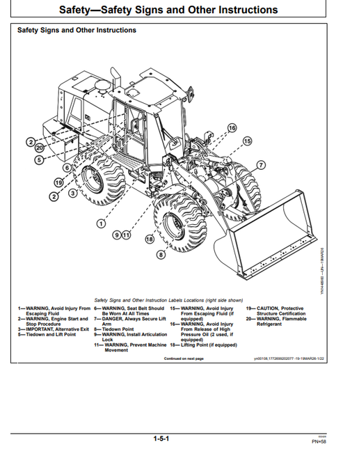 John Deere 544 G Wheel Loader Operator Manual PDF