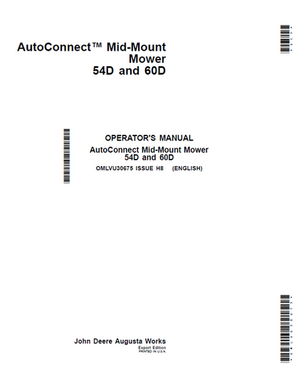 John Deere 54D & 60D AutoConnect Mid-Mount Mower Manual