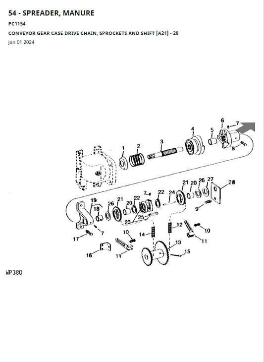 John Deere 54 Spreader, Manure Parts Catalog Manual PC1154 PDF