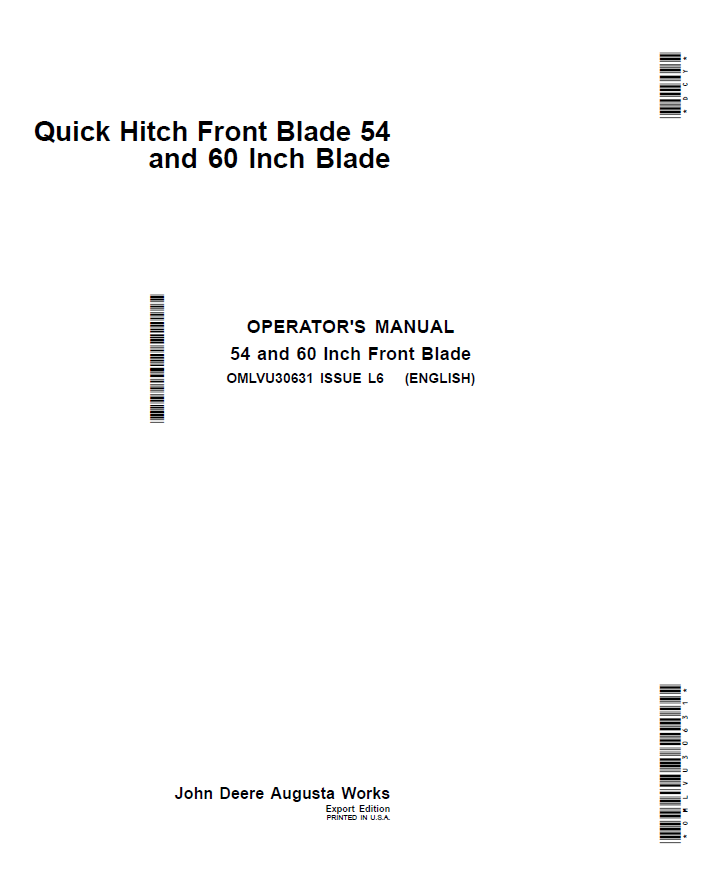 John  Deere 54 and 60 Inch Blade Operator Manual OMLVU30631 PDF