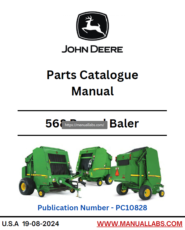John Deere 568 Round Baler Parts Catalogue Manual PC10828 PDF