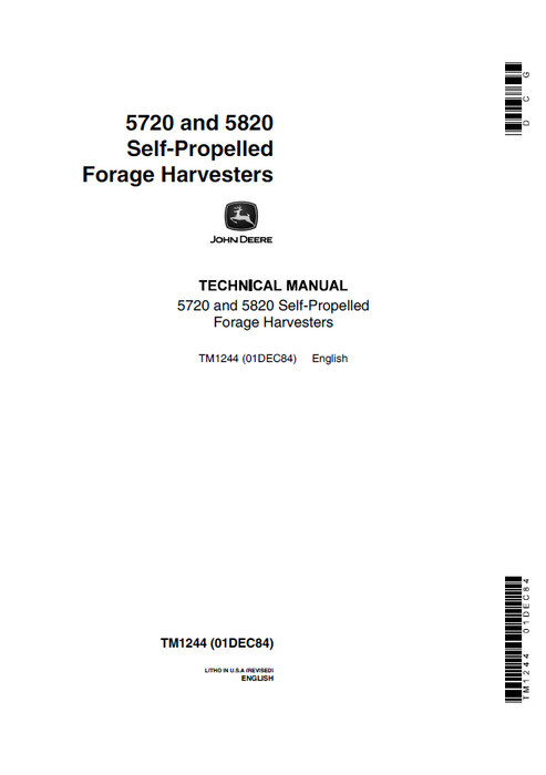 John Deere 5720 5820 Self-Propelled Forage Harvester Manual TM1244