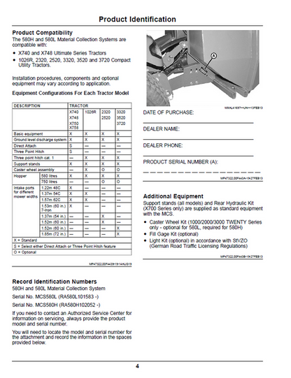 John Deere 580H 580L Material Collection System Operator Manual PDF