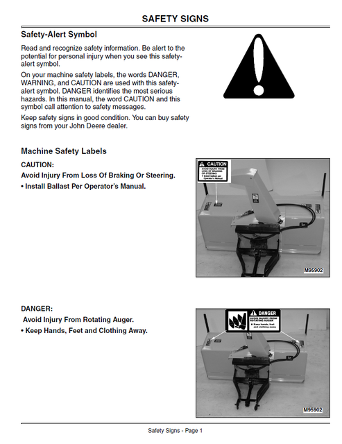 John Deere 4200, 4300, 4400 And 790 SNOWBLOWER Compact Utility Tractor 59-inch Operator Manual OMM137705