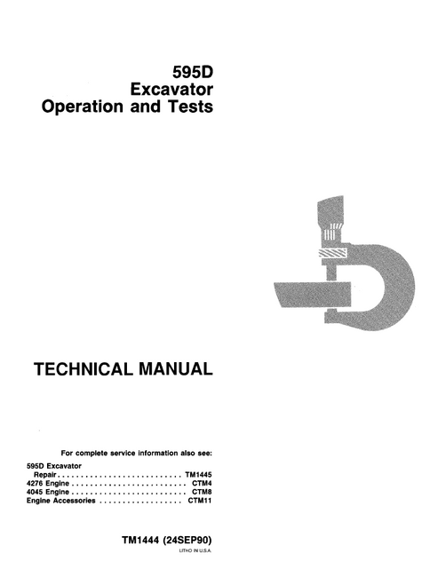 John Deere 595D Excavator Operation & Test Manual TM1444