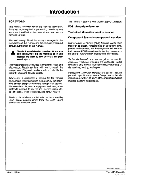 John Deere 595D Excavator Service & Repair Manual TM1445