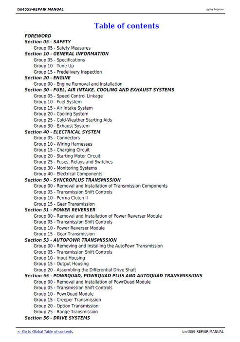 John Deere 6010-6610 Tractor Workshop Service Manual TM4559 PDF